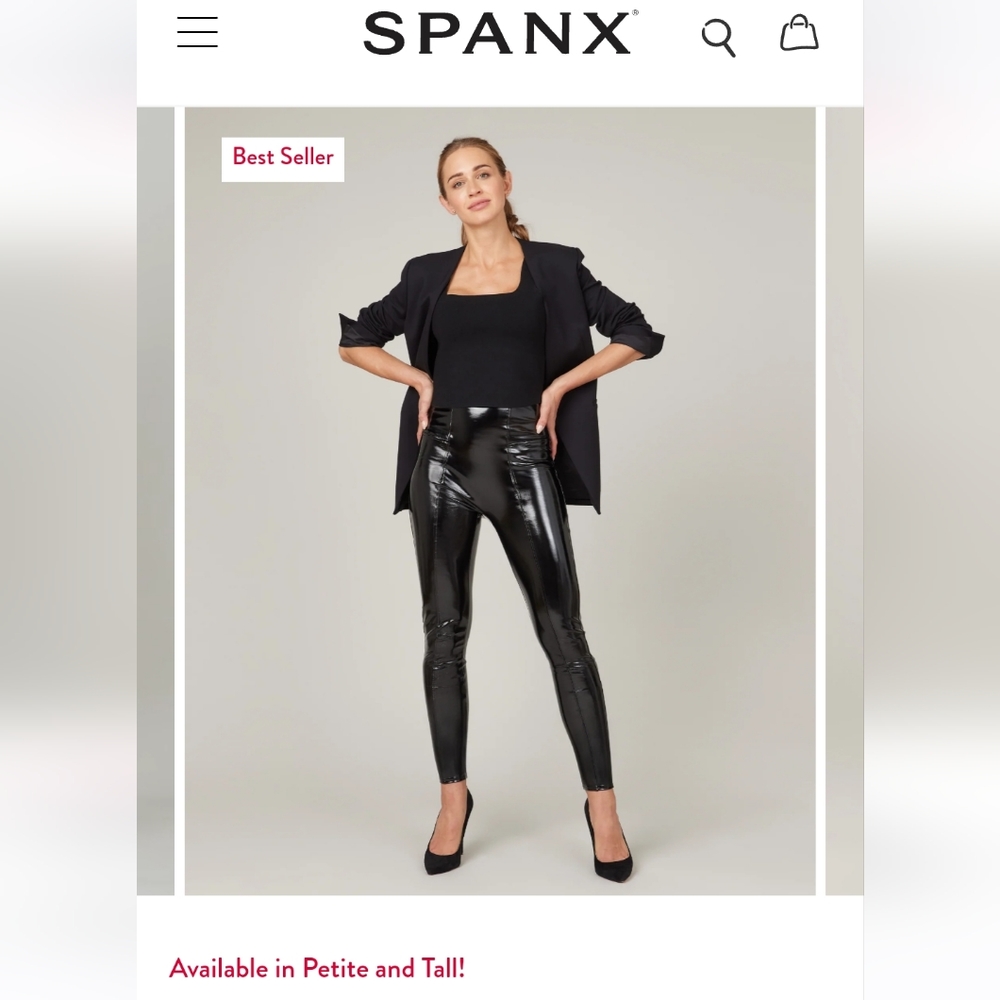 Spanx NWT Faux Patent Leather Leggings black Large Tall